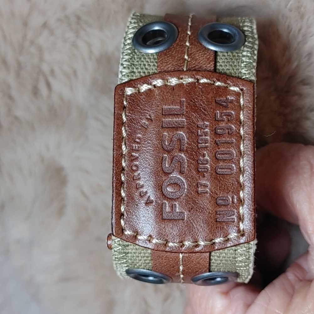 Men's Fossil Leather and Canvas Bracelet